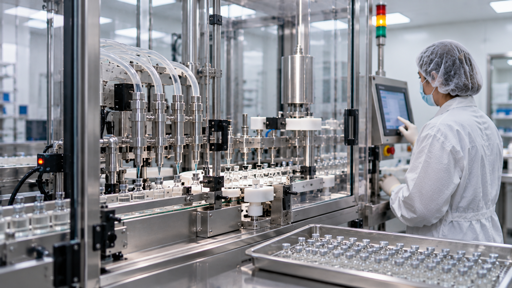 Automated sterile vial filling line in GMP cleanroom